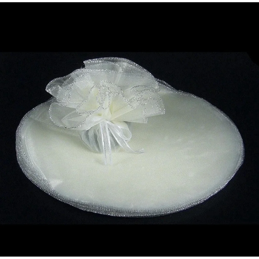 24‎ TULLE WRAPPERS White Organza W/ Silver Edge CIRCLES 9